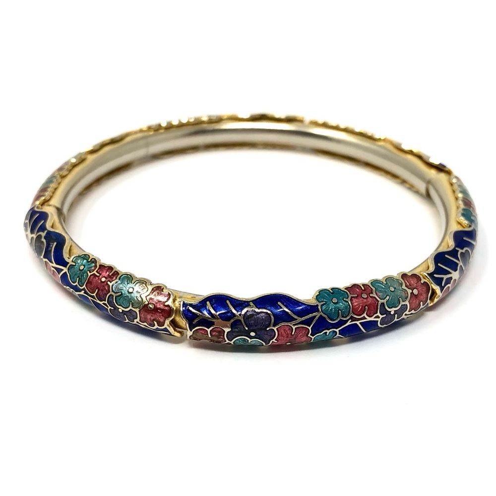 Vintage enamel floral bangle bracelet